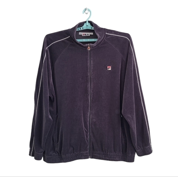 FILA *Tall* Vintage Velour Full Zip Tracksuit Jacket Pockets Gray Big 3XLT fb - Picture 2 of 14
